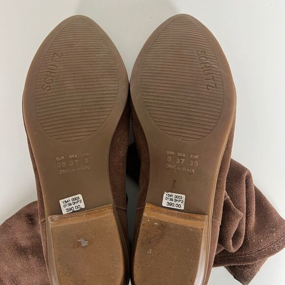 Schutz Brown Suede Mid-Calf Boots - Picture 8 of 10